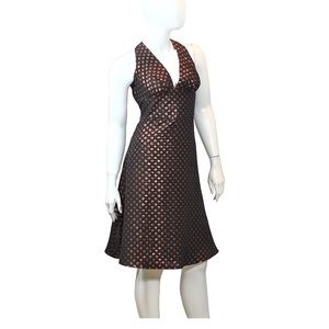 Eva Franco Dress NWT Size 6 Black Bronze V-neck